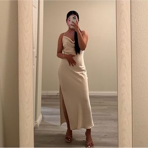 LowBack MIDI DRESS silk cream